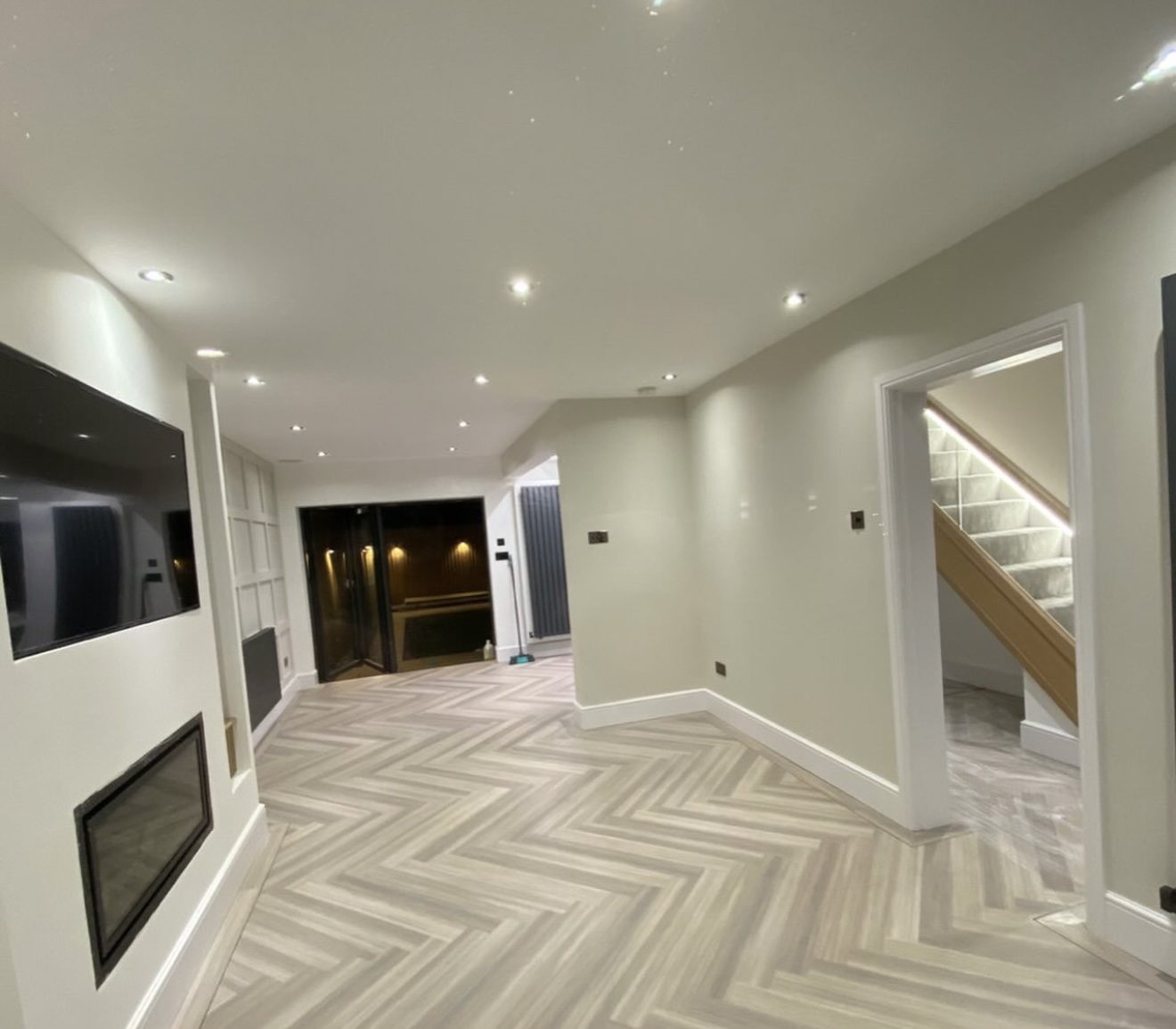 Living area flowing through to the hall